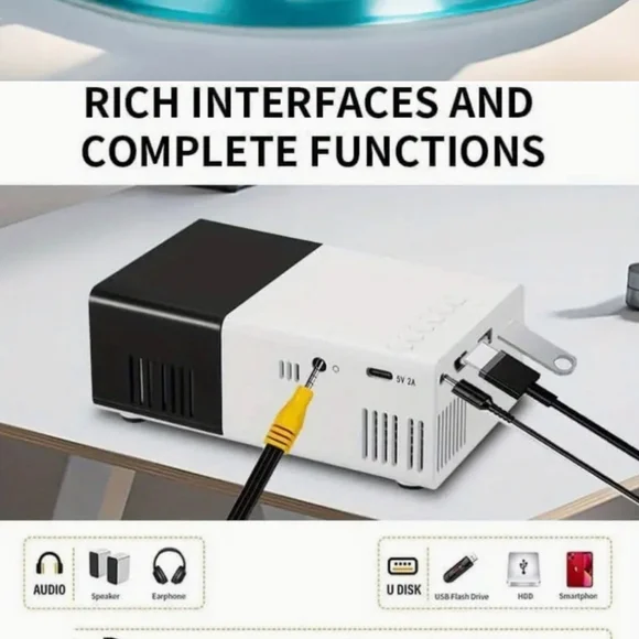 New**4K Mini Home Theater Projector Wireless Works on IOS & Android - Picture 2 of 5